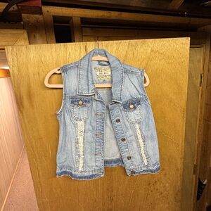 Hot Kiss Girls Light Blue Distressed Denim Vest